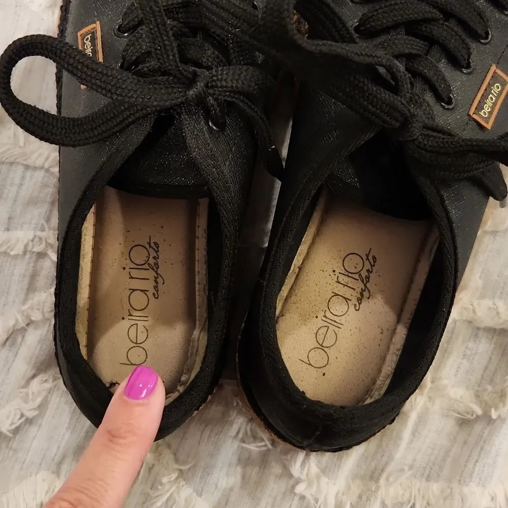 Beira Rio Women's Shoes Espadrille Wedges Platform Fashion Casual Sneakers Black